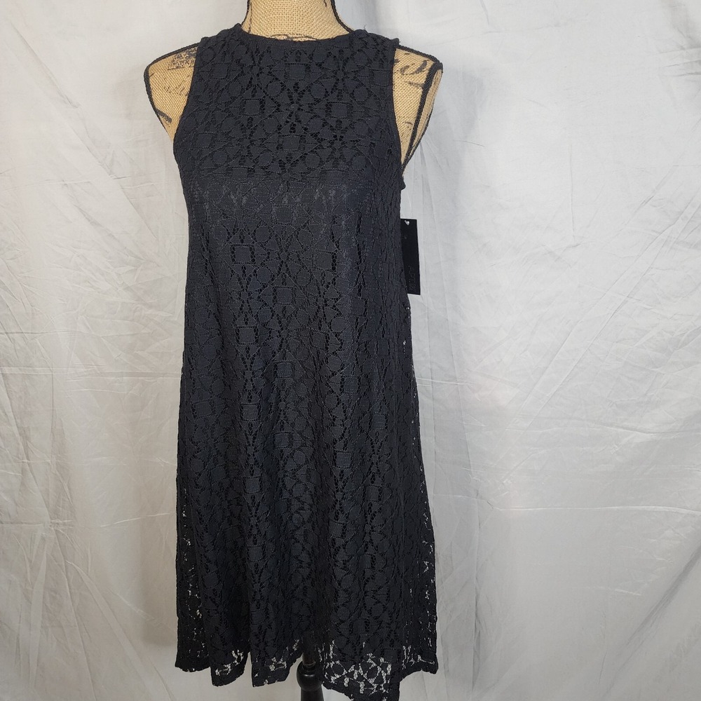 New w/tag APT. 9 Size 2 'Black Tie' Lined Lace Overlay A-line Floral Shift Dress - Picture 2 of 10